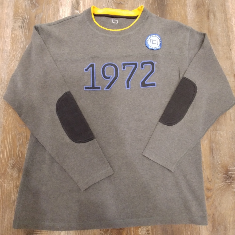 ECKO UNLTD Pulllover Mens XL Sweatshirt. 1972 Graphic Logo Crest & Ebow Patches